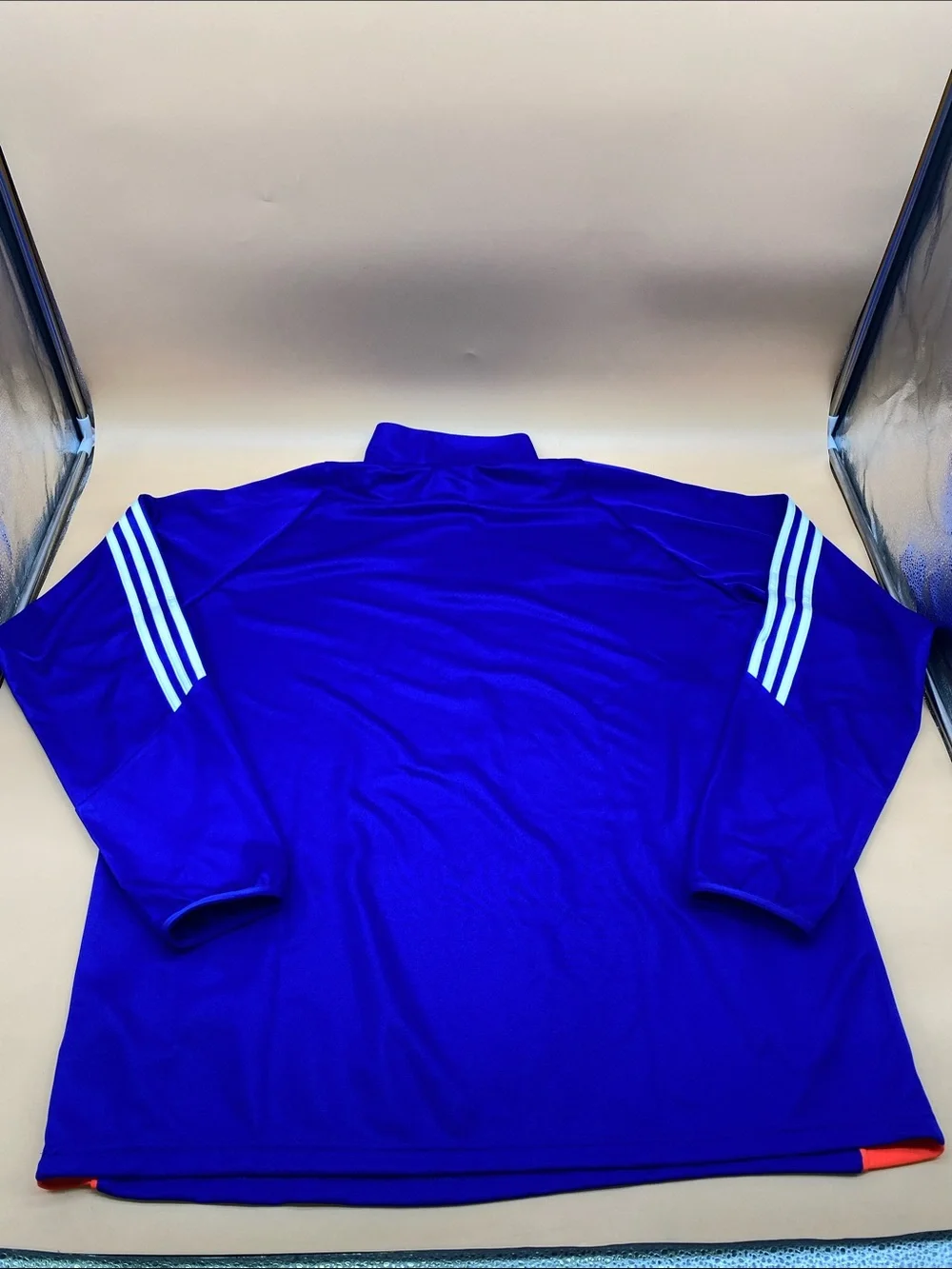 adidas Men’s Royal Blue Half-Zip Track Top with Orange Accents